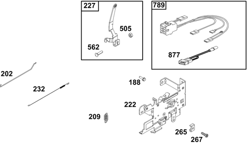 Controls Group Diagram and Parts List for 21R507-0014-H5  Briggs and Stratton Engine